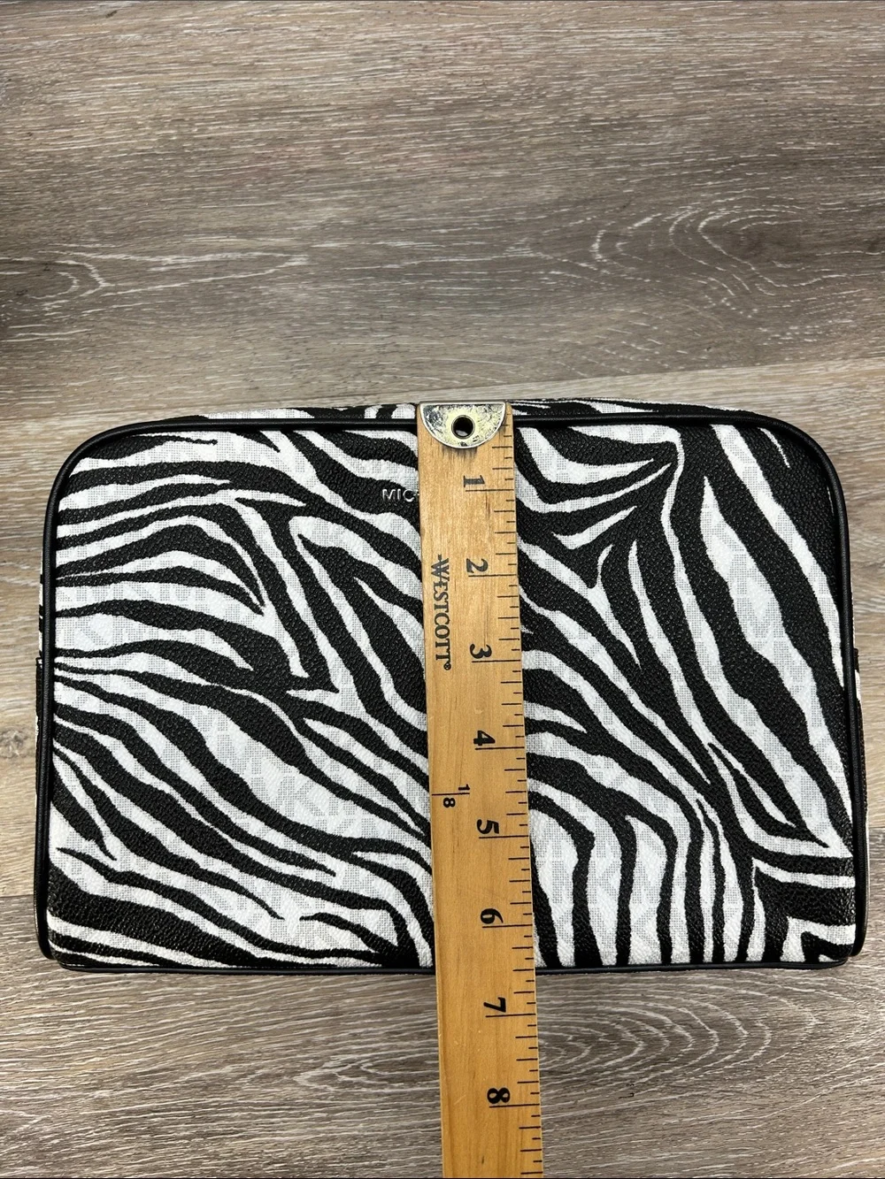 NWOT Michael Kors Zebra Print Canvas Cosmetic Pouch - Black & White